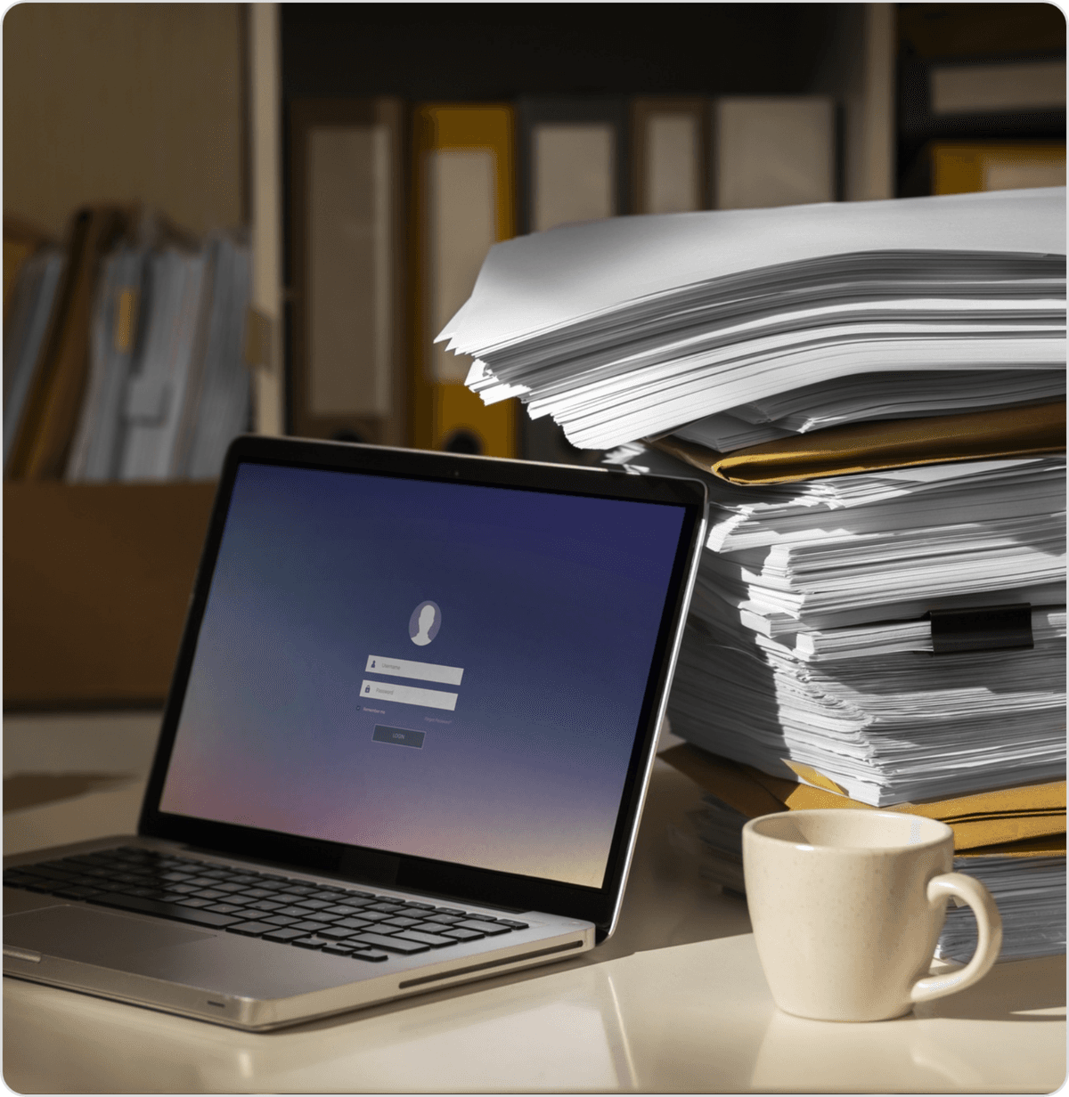 Document management system organizing business documents, access and version control